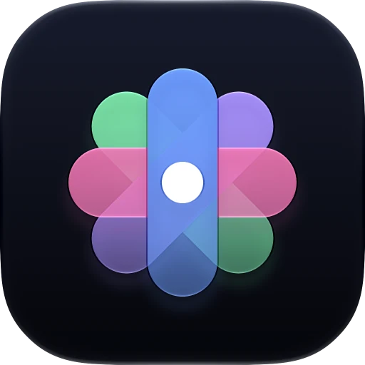 The Numelis icon: a flower of overlapping coloured bars around a white dot